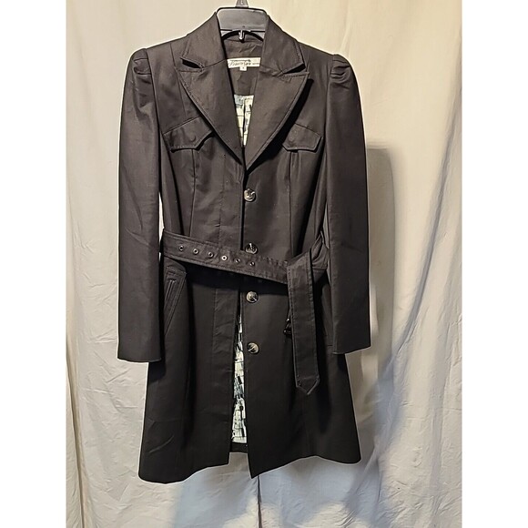 KENNETH COLE NEW YORK COAT BLACK TRENCH-COAT/ 8. Can Also Be Worn As A Dress Y2K - Picture 1 of 9